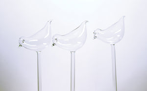 3 Pack Plant Waterer Self Watering Globes,Bird Shape Hand Blown Transparent Mini Durable Clear Glass Aqua Bulbs