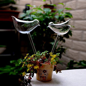 3 Pack Plant Waterer Self Watering Globes,Bird Shape Hand Blown Transparent Mini Durable Clear Glass Aqua Bulbs